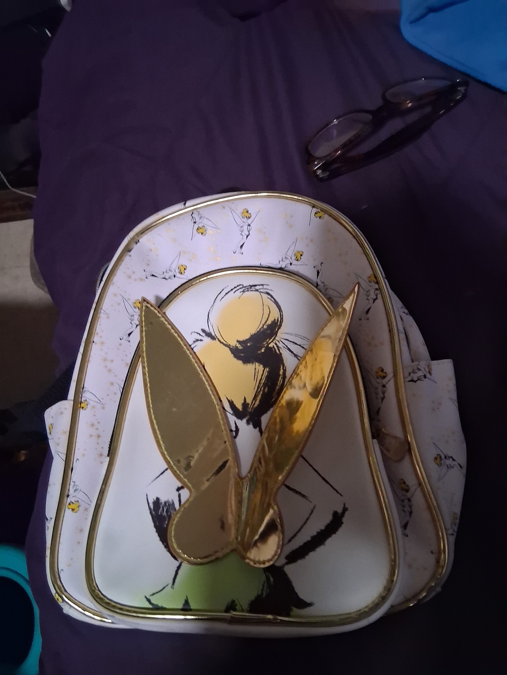 Disney White and Gold Tinker Bell Kids Backpack